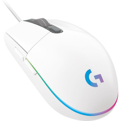 Maus gaming Logitech G203 Lightsync me kabllo, RGB, i bardhë