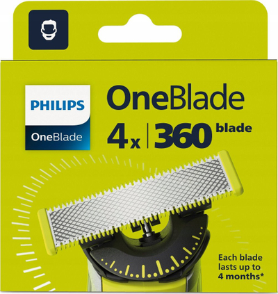 Tehe zëvendsuese Philips OneBlade 360, set me 4 copa, lime green charcoal grey