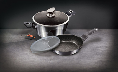 Set tenxhereje dhe tigani Berlinger Haus BH-7106 Carbon Pro, 24 cm, me veshje graniti, gri grafit metalik