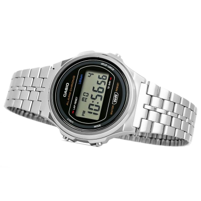 Orë dore Casio A171WE-1AEF, digjitale, që s’e ha uji, ngjyrë argjendi
