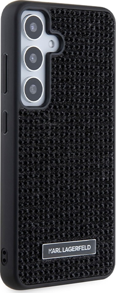 Mbulesë telefoni Karl Lagerfeld Rhinestone Metal Logo për Samsung Galaxy S24, TPU PC, e zezë
