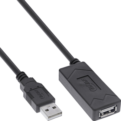 Kabllo zgjatues USB InLine, USB 2.0 aktiv, 10m, i zi