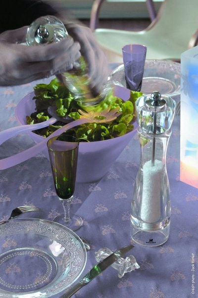 Mulli për kripë Peugeot Vittel, akrilik transparent, mekanizëm metalik, transparent