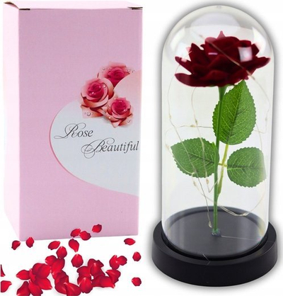Dekor trëndafil i përjetshëm Lean Eternal Rose in Dome, LED, 21x11cm, i kuq