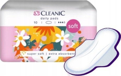 Peceta higjienike Cleanic Soft Day Pads, 10 copë, me krahë