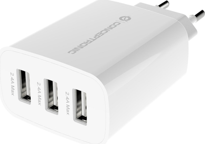 Karikues muri Conceptronic, 3 porta USB A, 30W, i bardhë