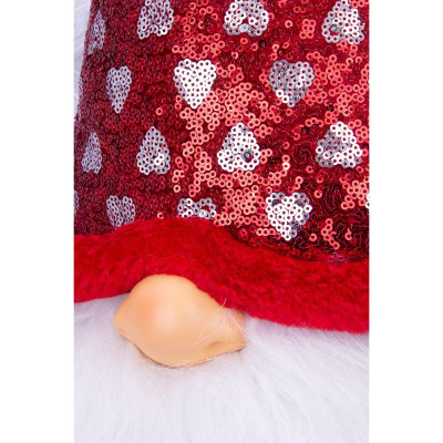 Stoli Krishtlindjesh Saska Garden Santa, xhuxh dekorativ, kapelë me shkëlqim, e kuqe