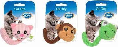Lodër për mace Duvo+ Assorted Animal Cat Toy With Tail, pelush, 13.5 x 5.5 x 4 cm, shumëngjyrëshe