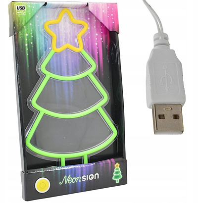 Dekor Krishtlindjesh Koopman Neon Sign, bredh me yll, LED USB, jeshil