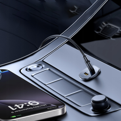 Полнач за автомобил Baseus 30W, две порти USB Type C, брзо полнење, црн