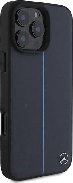 Mbrojtëse telefoni Mercedes Blue Line për iPhone 16 Pro Max, lëkurë, MagSafe, blu navy