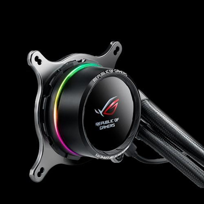 Ftohës uji për procesor ASUS ROG RYUO 240, radiator 240 mm, OLED 1.77", i zi