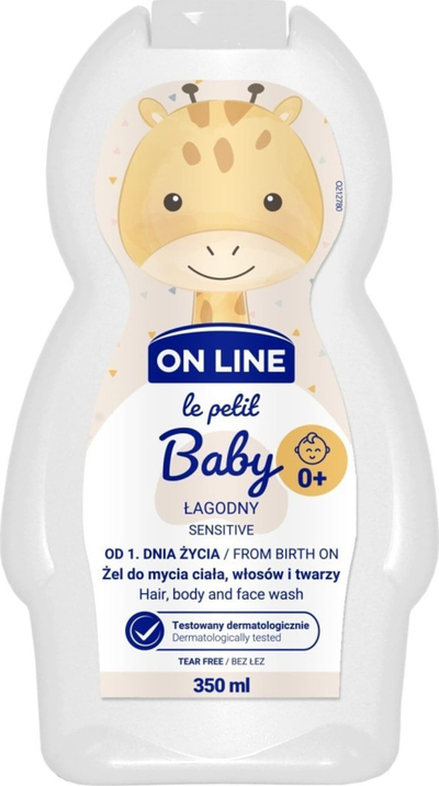 Xел за миење за бебиња ON LINE Le Petit Baby, 3 во 1 тело коса лице, Gentle Sensitive, 350ml
