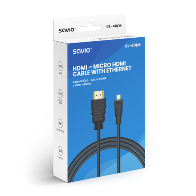 Kabllo HDMI Savio CL-40/M, HDMI në Micro HDMI, 2m, i zi