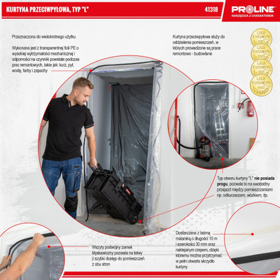 Perde Proline kundër pluhurit Anti dust Foil Curtain 110x220cm, zinxhir L, transparente