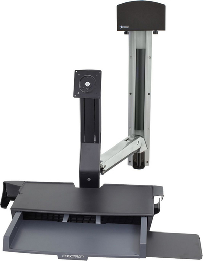 Ergotron StyleView Sit-Stand Combo System со работна површина, Polished aluminum/black