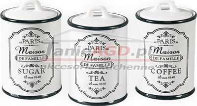 Set ena qeramike Maestro MR20030-03CS, 3 copë, për kafe çaj sheqer, e bardhë