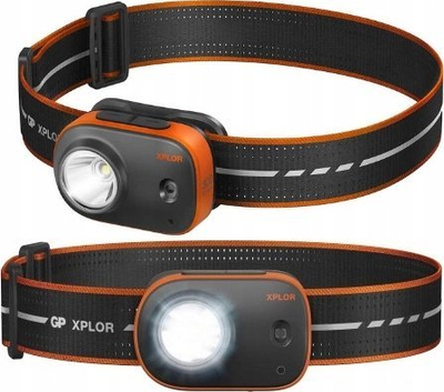 Dritë koke GP Batteries XPLOR PHR16, LED, karikim me micro USB, e zezë me portokalli