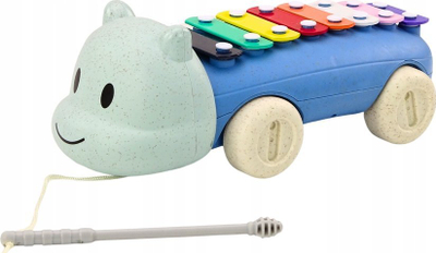 Vegël muzikore për fëmijë Hippopotamus Cymbals On Wheels, 8 taste, me rrota, shumëngjyrëshe