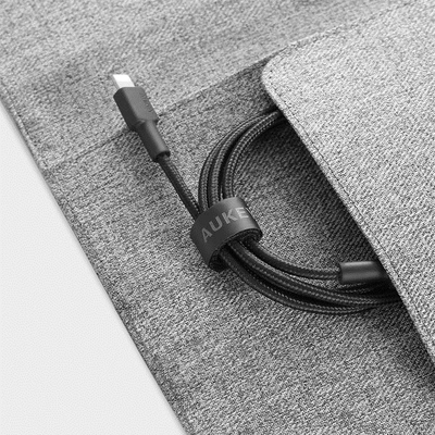 Kabllo Aukey, Lightning / USB C, 1.2 m, e zezë