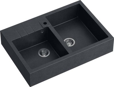 Lavaman kuzhine Quadron BILL 120 GraniteQ, dy lecka, black diamond me pjesë çeliku