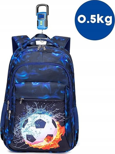 Set çantë shpine dhe çantë beli për kalamaj, me motiv futbolli, 0.5 kg, blu e errët
