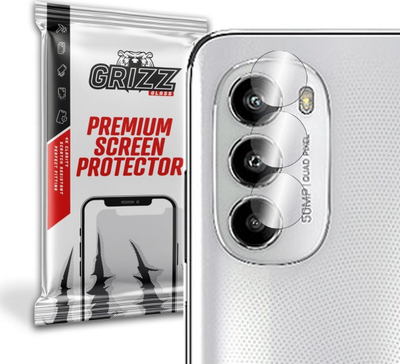 Mbrojtëse kamere GrizzGlass për Motorola Moto G71s, xham hibrid, set 2 copë, transparente