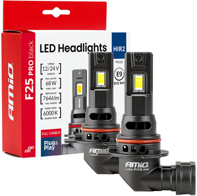 Llamba LED veture AMIO F25 PRO BLACK HIR2, 68W, FULL CANBUS 12V 24V, e zezë