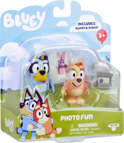 Set figura TM Toys Bluey, 2 copë, aksesorë fotografi, shumëngjyrësh