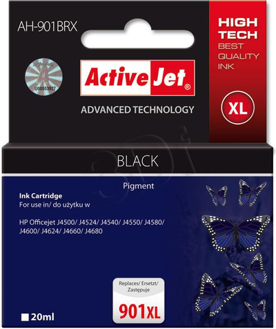 Ngjyrë për printer Activejet AH-901BRX / CC654AE, no. 901XL, e zezë