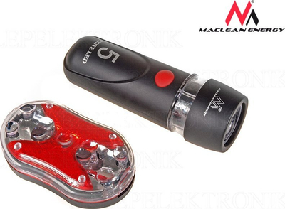 Set drita biçiklete Maclean Energy, LED CREE 3W, rikarikueshme USB, e zezë