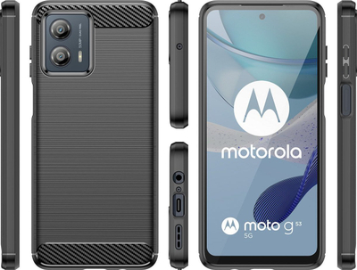 Kapak telefoni Hurtel për Motorola Moto G53, silikoni, karbon, i zi