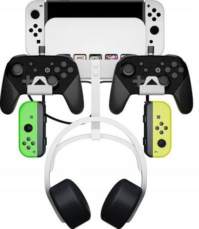 Mbajtëse muri JYS NS252 për Nintendo Switch, metal, e bardhë gri