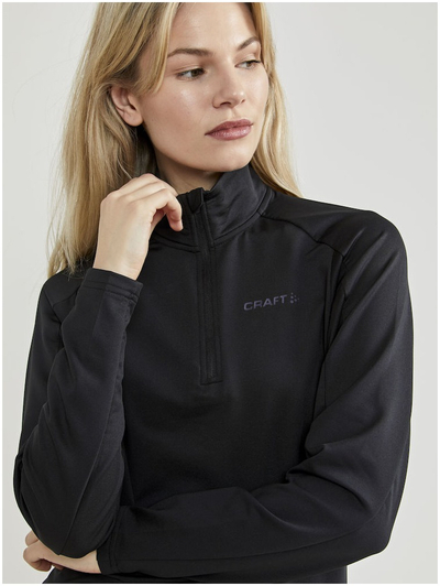 Bluzë sportive Craft Core Gain Midlayer, me gjysmë zinxhir, për goca, e zezë