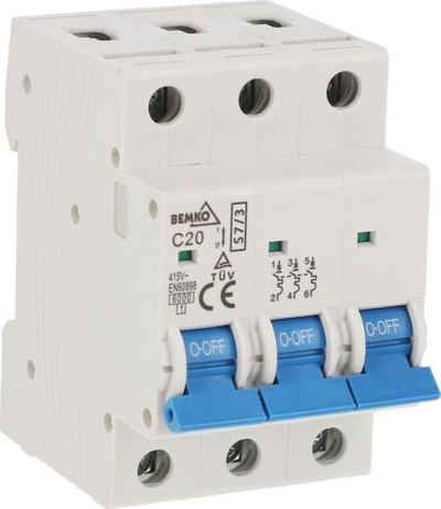 Ndërprerës automatik Bemko A00 S7, 3P, 20A, IP20