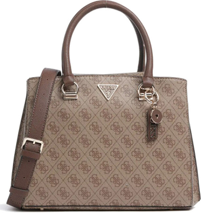 Çantë për femra Guess Monogram Patterned Satchel Bag, e kaftë