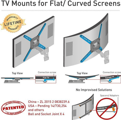 Mbajtse muri për TV Barkan 4400, 32"-80", anësor dhe rrotullues, i zi
