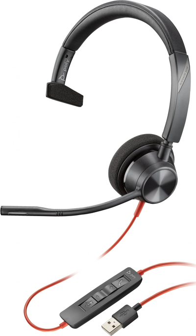 Kufje me mikrofon Poly Blackwire 3315, USB A, Microsoft Teams, të zeza