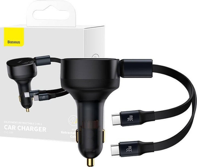 Karikues makine Baseus Enjoyment, 33W, 2x USB-C me kabllo, i zi