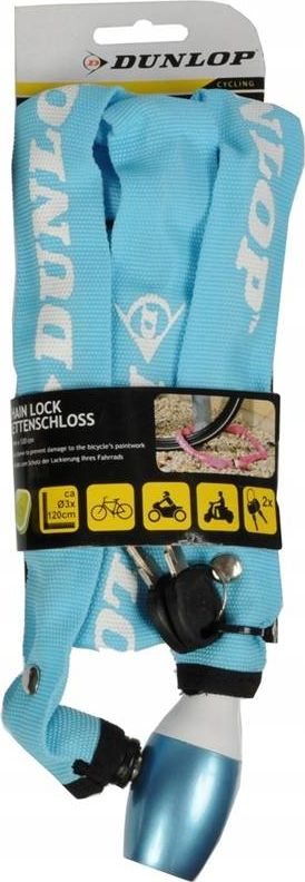 Dry zinxhir për biçikletë Dunlop Chain Lock, 120cm, me çelësa, blu