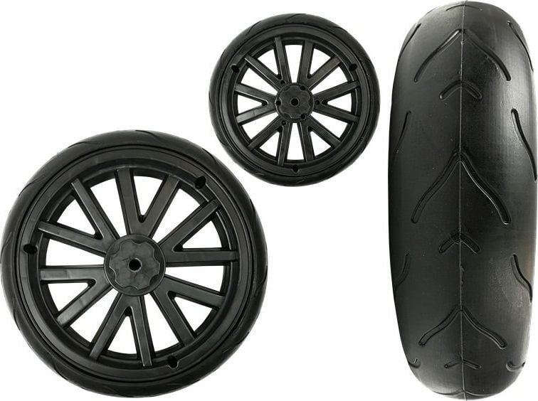 Rrotë e përparme moto Lean Motorcycle JT528, 8cm, bosht 12mm, e zezë