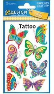 Tatuazhe të përkohshme për kalamaj ZDesign Avery Zweckform 56742, 8 copë, flutura shumëngjyrëshe