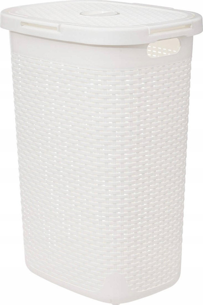 Kosh plastik për rroba 5five Simply Smart, 60L, me një ndarje, i bardhë
