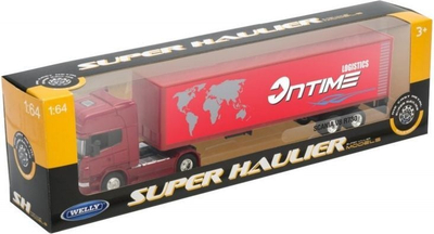 Kamion lodër Welly Scania V8 R730, model 1:64, për fëmijë 3+, i kuq