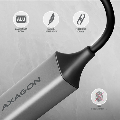 Kartë rrjeti USB Axagon ADE-TXCA, Gigabit Ethernet, trup metal, gri