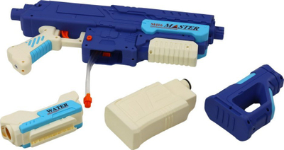 Pushkë me uj Leantoys M416, me karikim, bidon 500 ml, blu