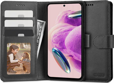Këllëf-portofol Tech-Protect Wallet për Xiaomi Redmi Note 12S, lëkurë ekologjike, me xhepa për karta, i zi