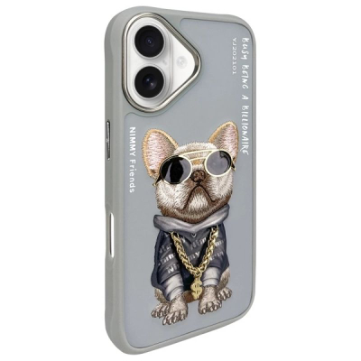 Mbulesë telefoni Nimmy Glasses Cool Dog për iPhone 16 6.1", TPU PC, gri