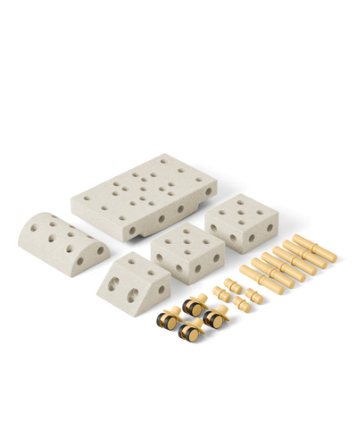 Set ndërtimi për fëmijë MODU Explorer, modular, me rrota, gri me të verdhë