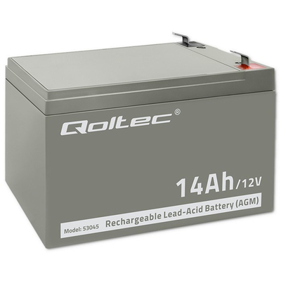Bateri solare Qoltec VRLA AGM Buffer, 12V, 14Ah, e zezë